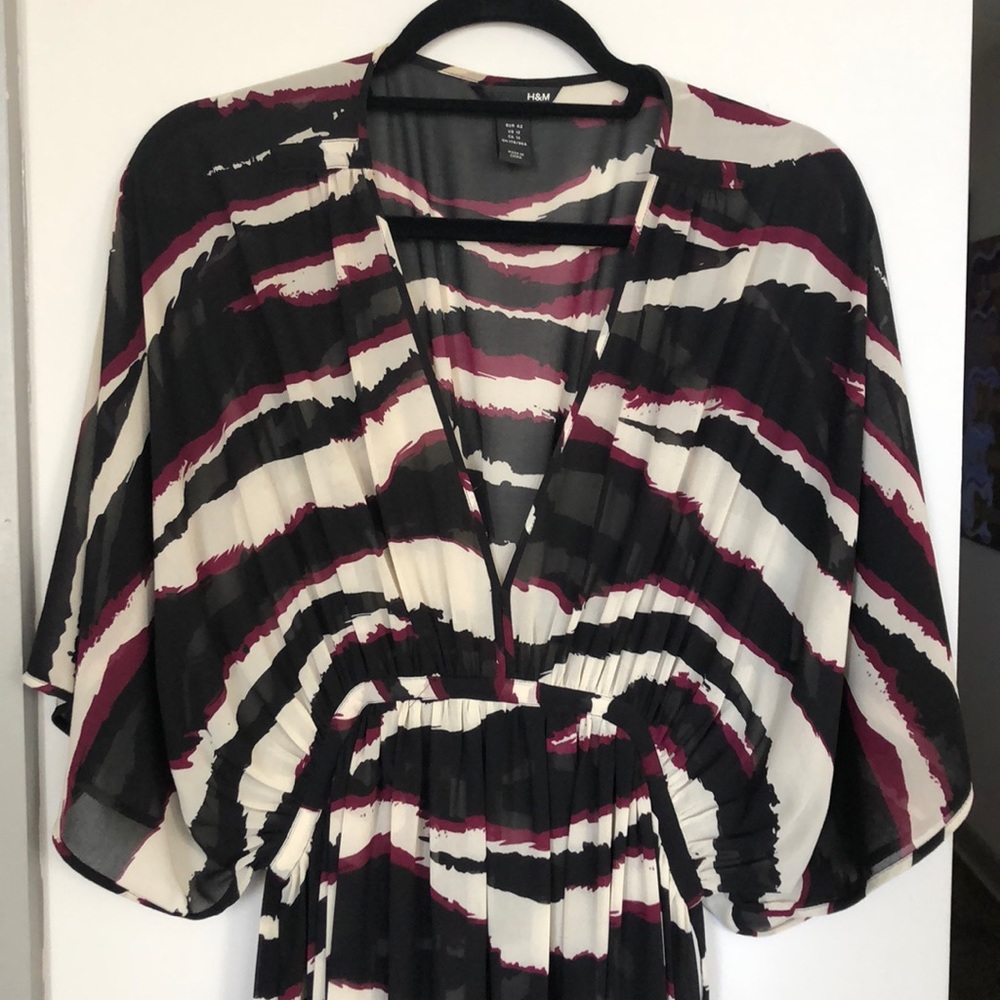 H&M print maxi dress with tie waist